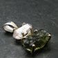 Moldavite & Herkimer Diamond Silver Pendant - 0.9" - 2.11 Grams