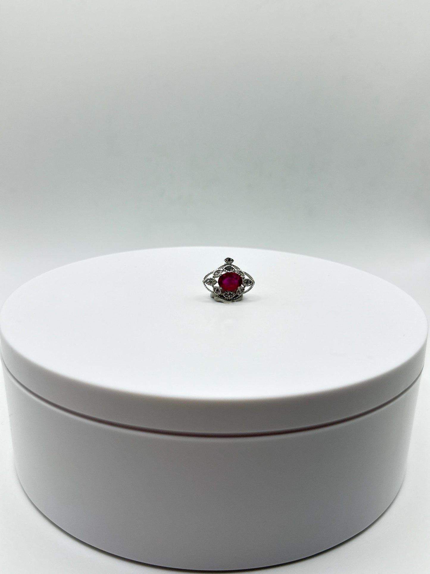 Ruby Flower Pendant | Sterling Silver, Cubic Zirconia, July Birthstone