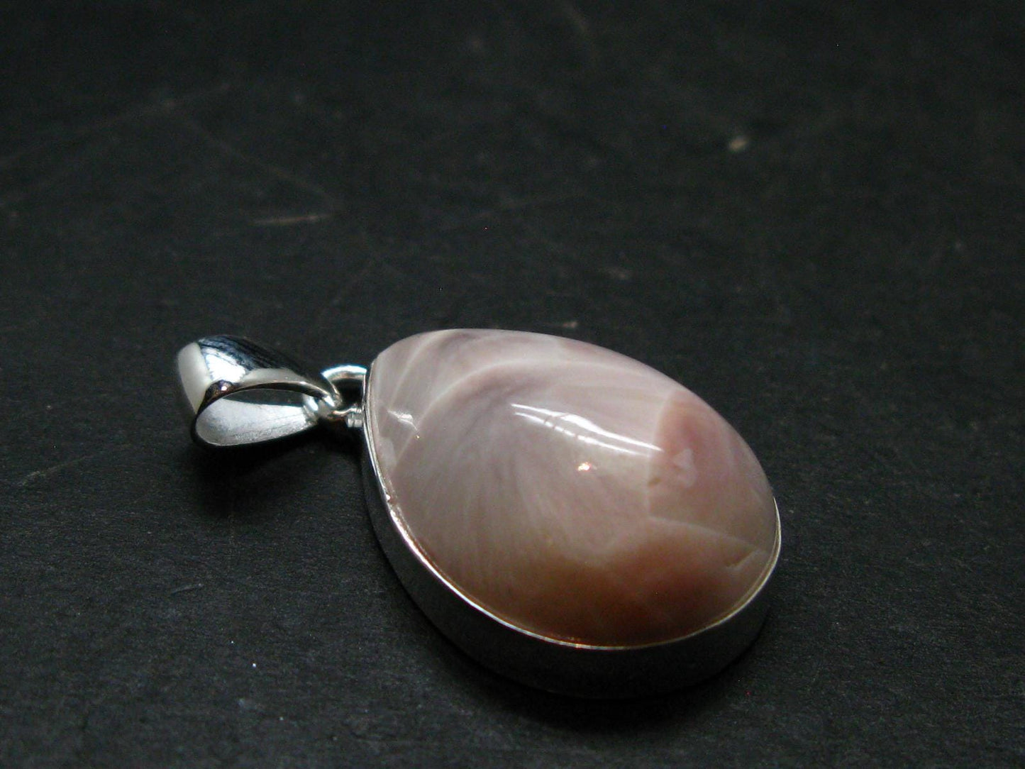 Natrolite Silver Plated Pendant Necklace From Indonesia - 1.3" - 4.90 Grams