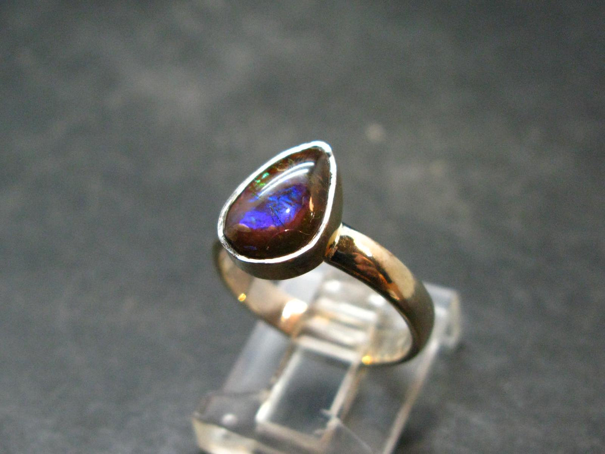 Ammolite Amolite Sterling Silver Ring From Canada - 2.48 Grams - Size 6