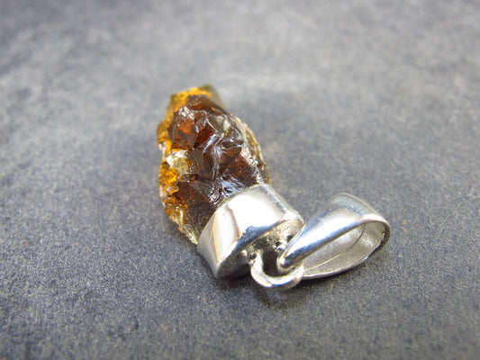 Natural Unheated Citrine Sterling Silver Pendant from Zambia - 1.3" - 2.66 Grams