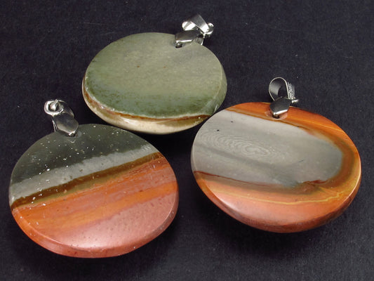 Lot of 3 Natural Multicolored Polychrome Jasper Pendant from Madagascar
