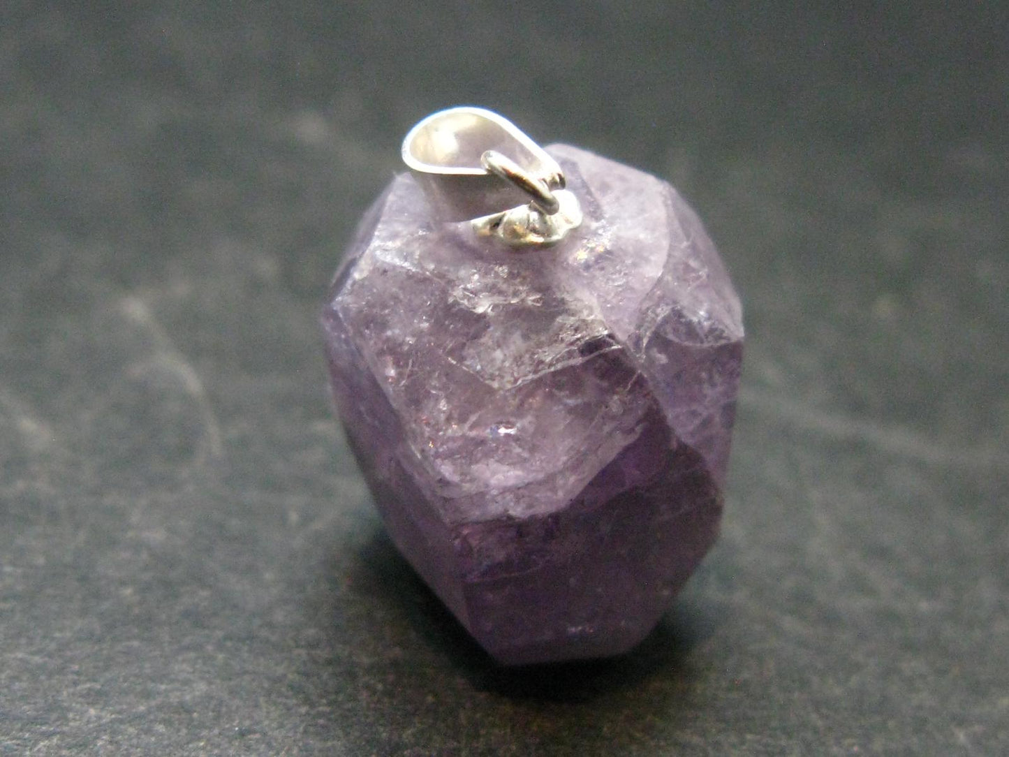Purple Scapolite Pendant in SS From Afghanistan - 0.9" - 4.90 Grams