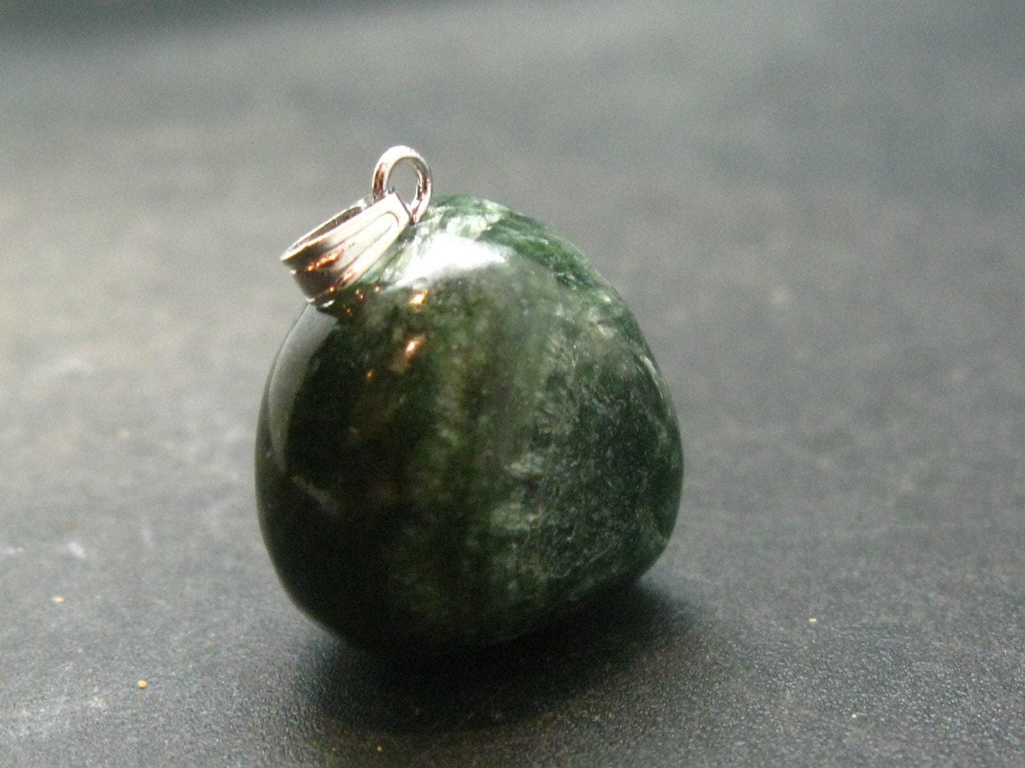 Seraphinite Clinochlore Silver Pendant From Russia - 1.1''