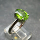 Natural Faceted Peridot Olivine Sterling Silver Ring - 3.14 Grams - Size 7.5