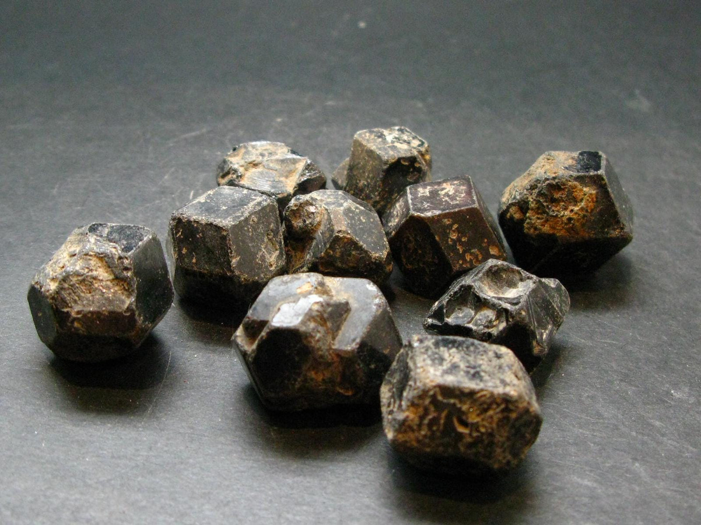 lot of 10 Black Melanite Andradite Garnet Crystals From Mali - 170.30 Grams