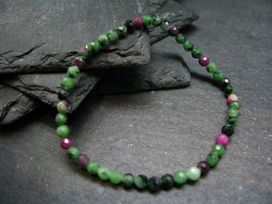 Ruby in Zoisite Genuine Bracelet ~ 7 Inches ~ 4mm Facetted Beads