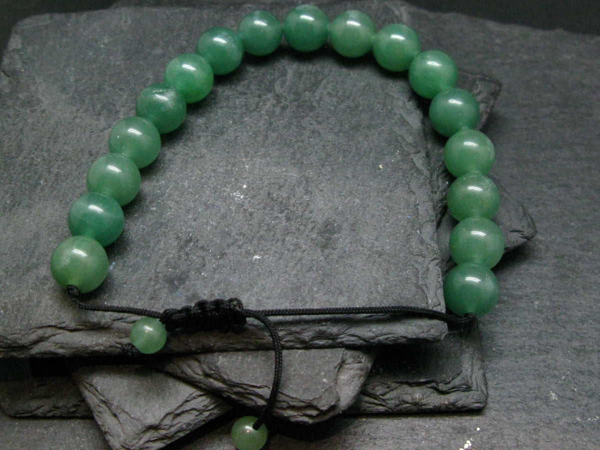 Green Aventurine Genuine Bracelet ~ 7 Inches ~ 10mm Round Beads - w/ Drawstring
