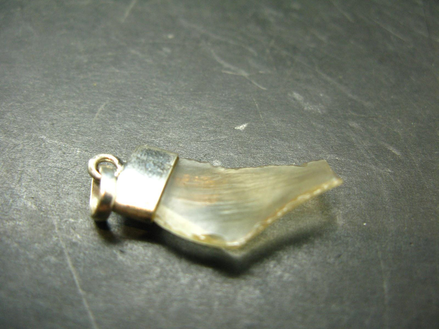 Gem Libyan Desert Glass Tektite Free Form Pendant Sterling Silver from Libya - 1.3" - 2.05 Grams