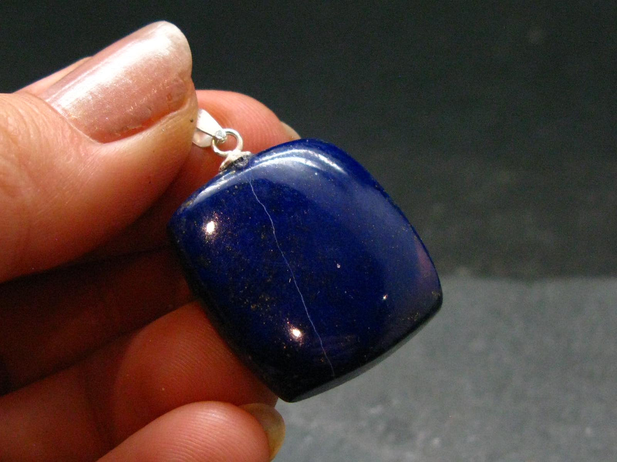 Lapis Lazuli Silver Pendant From Afghanistan - 1.2" - 6.48 Grams