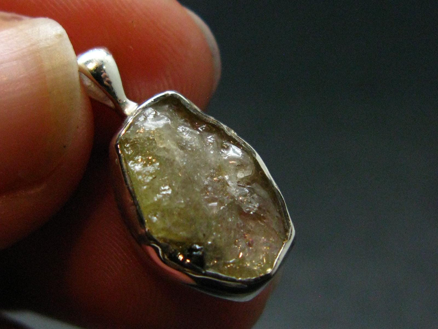 Rhodizite Rhodozite Crystal Silver Pendant from Madagascar - 0.8" - 1.58 Grams