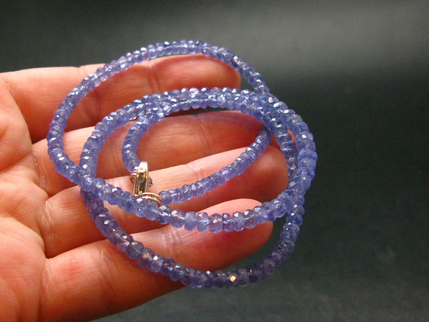 Gem Tanzanite Zoisite Necklace Beads From Tanzania - 17" - 12.12 Grams