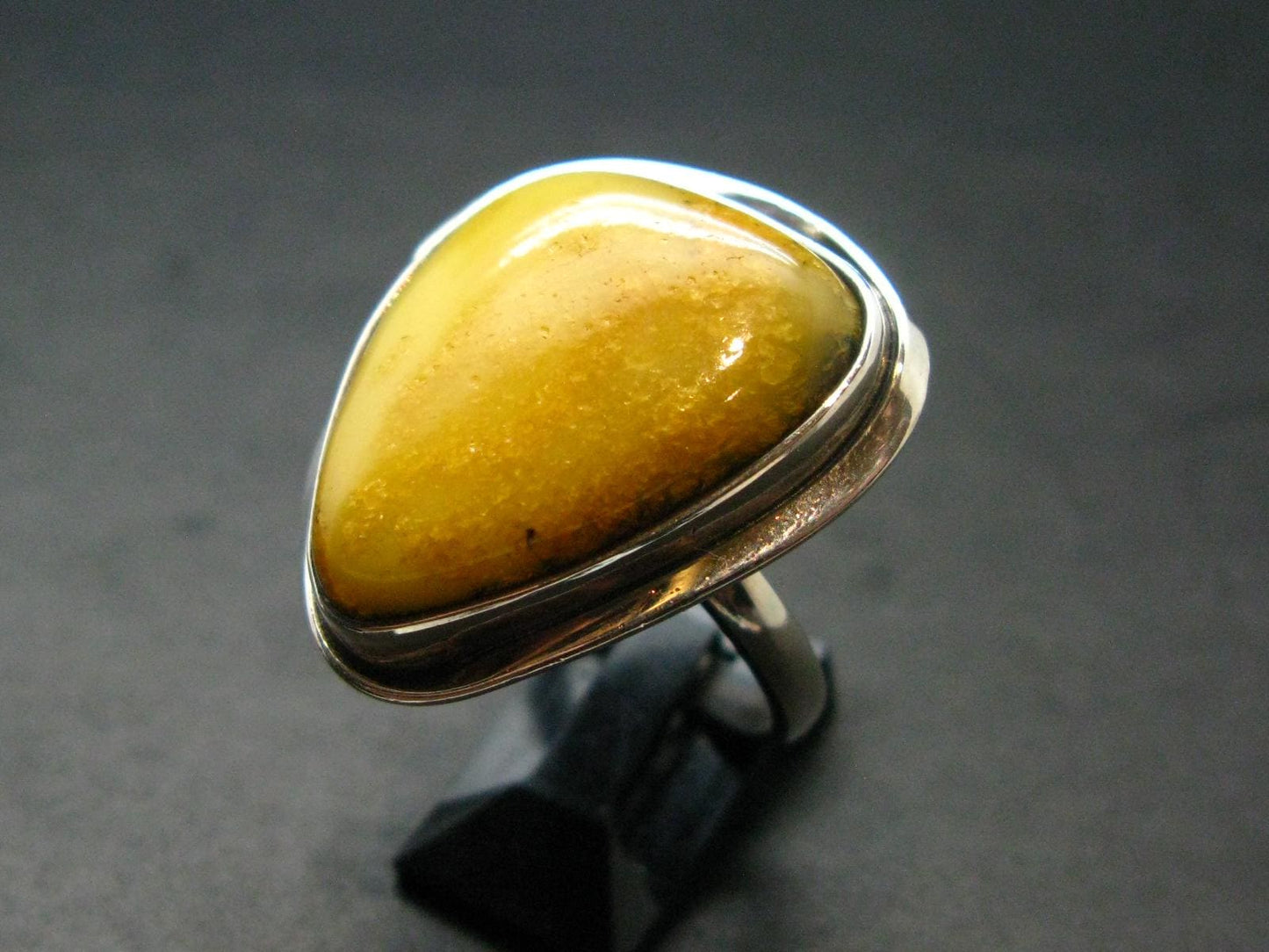 Natural Baltic Amber 925 Silver Ring - Size 10.25