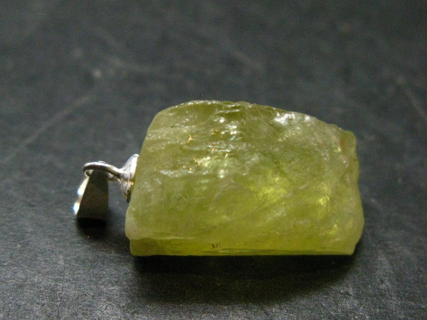 Brazilianite Crystal Silver Pendant From Brazil - 1.0" - 4.06 Grams