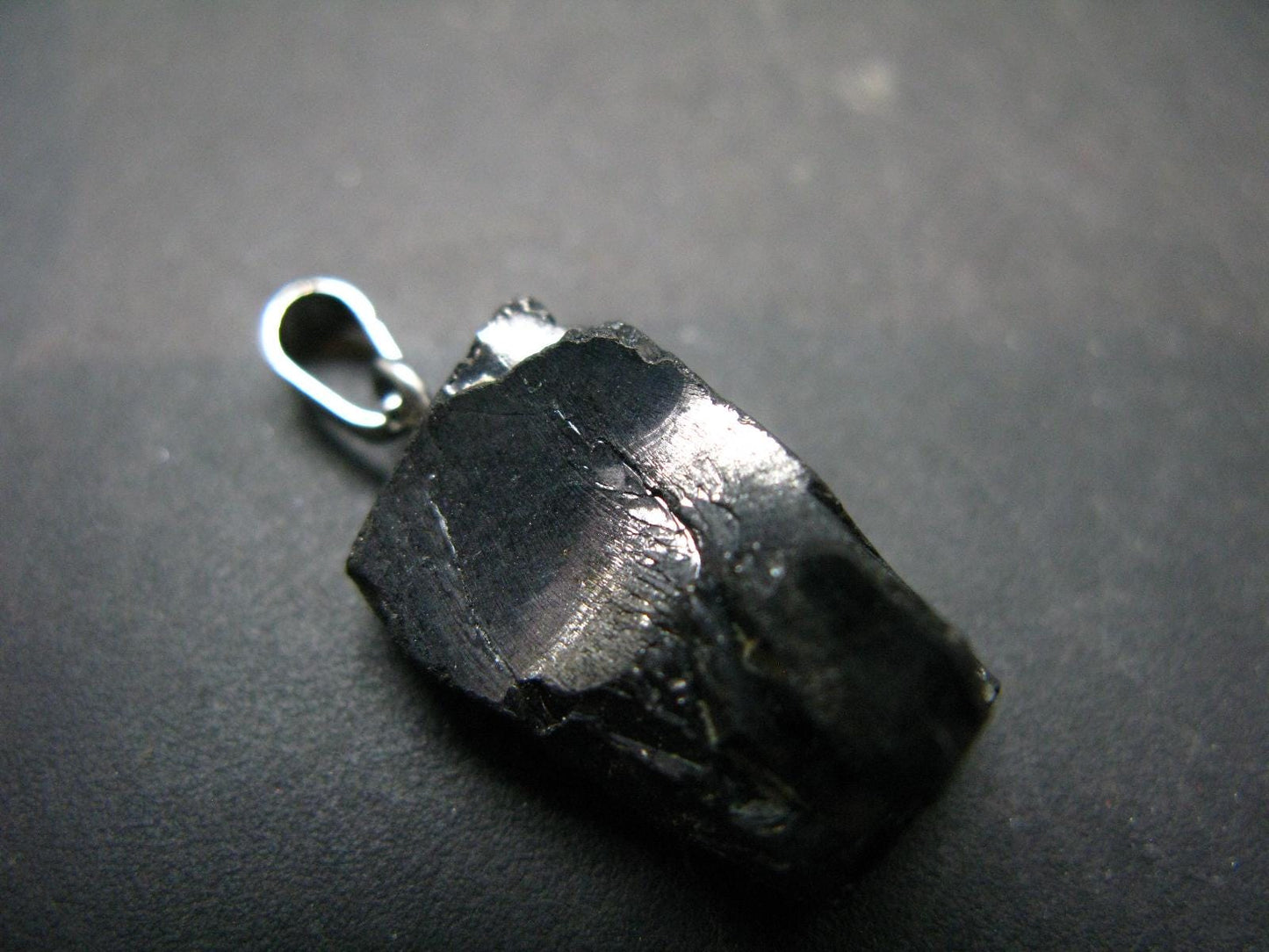 Unpolished Elite Shungite Silver Pendant from Russia - 1.1" - 2.71 Grams