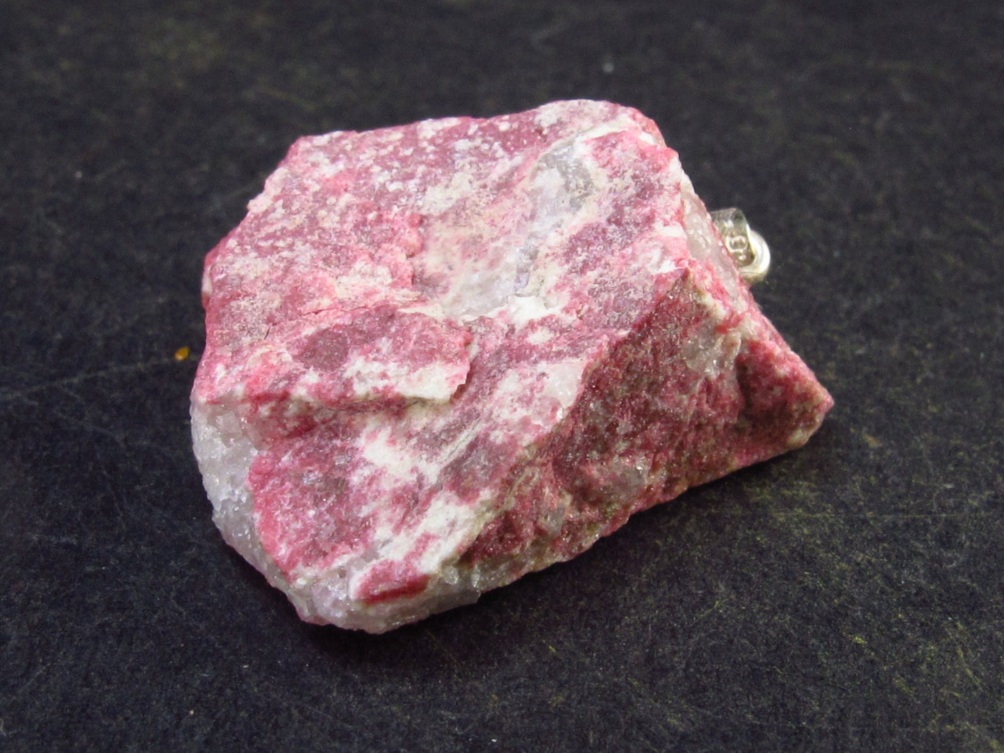 Rosaline Zoisite!! Rare Raw Deep Pink Thulite Silver Pendant From Norway - 1.0"