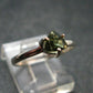 Moldavite Tektite Facetted Silver Ring from Czech Republic - Size 6 - 1.32 Grams