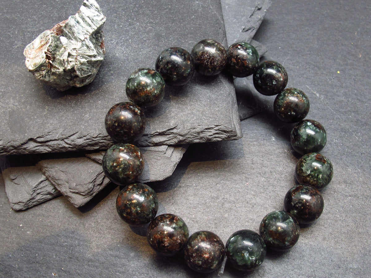 Seraphinite Clinochlore Genuine Bracelet ~ 7 Inches ~ 12mm Round Beads