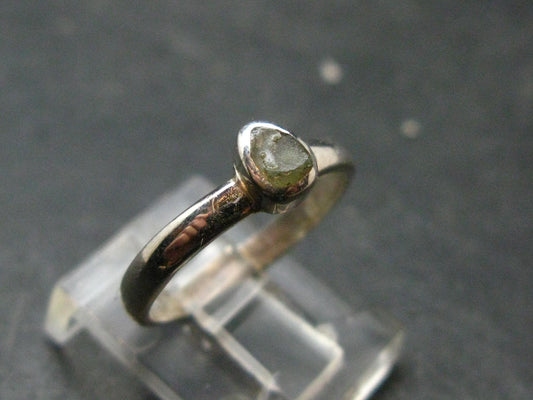 Cute Gem Moldavite Sterling Silver Ring From Czech Republic - Size 5.5 - 1.6 Grams