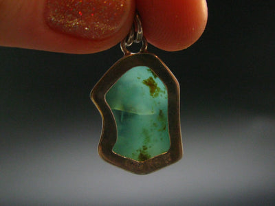 Andean Opal!! Natural Raw Greenish-Blue Opal Silver Pendant from Peru - 1.1" - 3.46 Grams