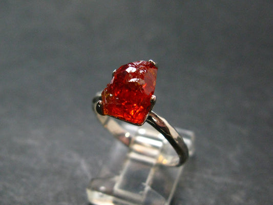 Fire Red Zincite Zinkite 925 Silver Ring from Poland - Size 9 - 3.33 Grams