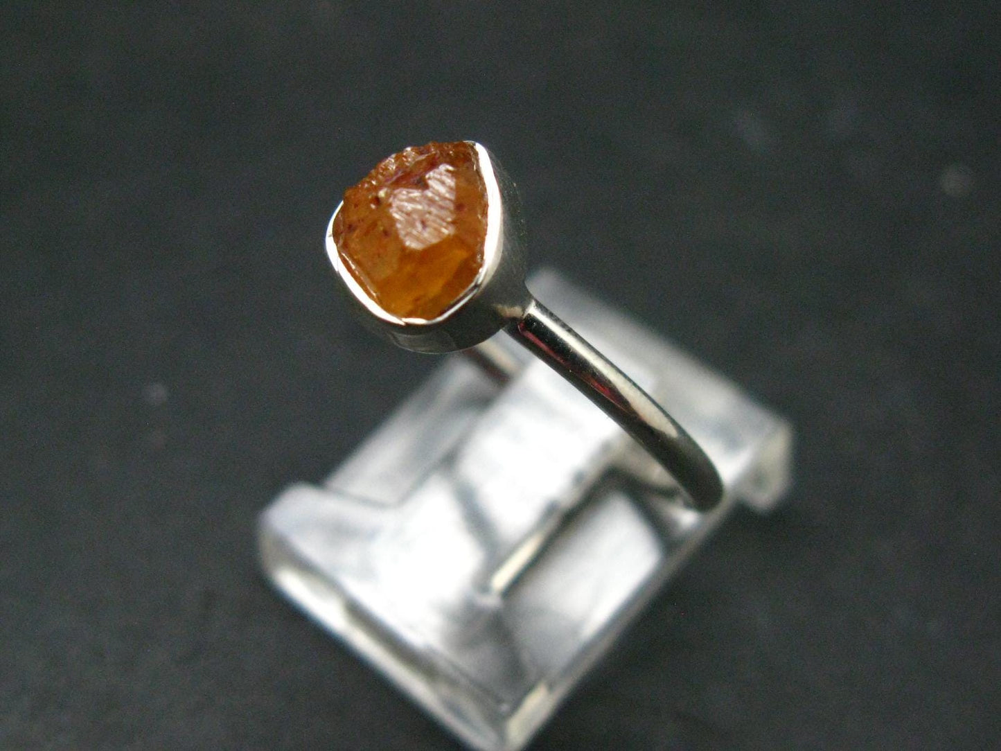 Spessartine Garnet Silver Ring From Tanzania - Size 7 - 2.02 Grams