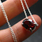 Red Garnet Almandine Gem Silver Pendant with Chain From India - 18" - 1.77 Grams