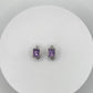 Minimalist Emerald-Cut Amethyst Earrings – Sterling Silver - Weight 4.45 Grams