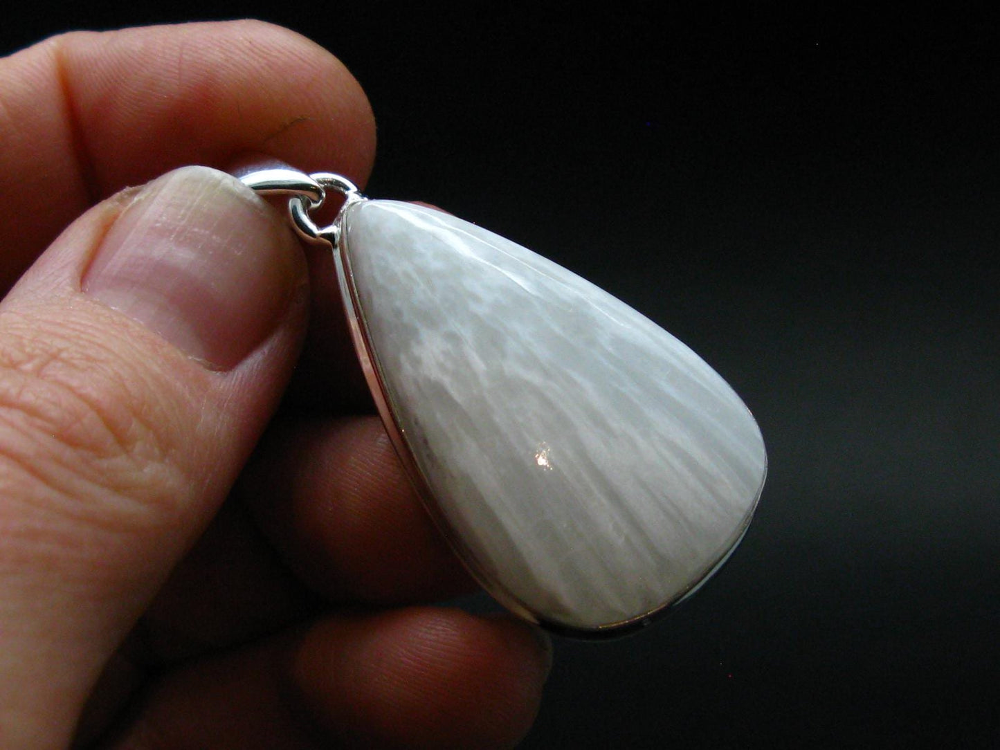 Scolecite Silver Plated Pendant From India - 1.6" - 6.56 Grams