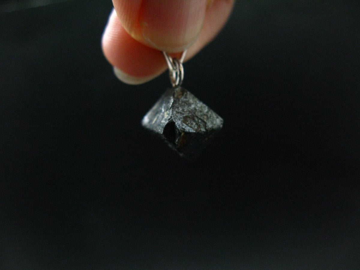 Magnetite Crystal Silver Pendant From Bolivia - 0.9" - 2.94 Grams