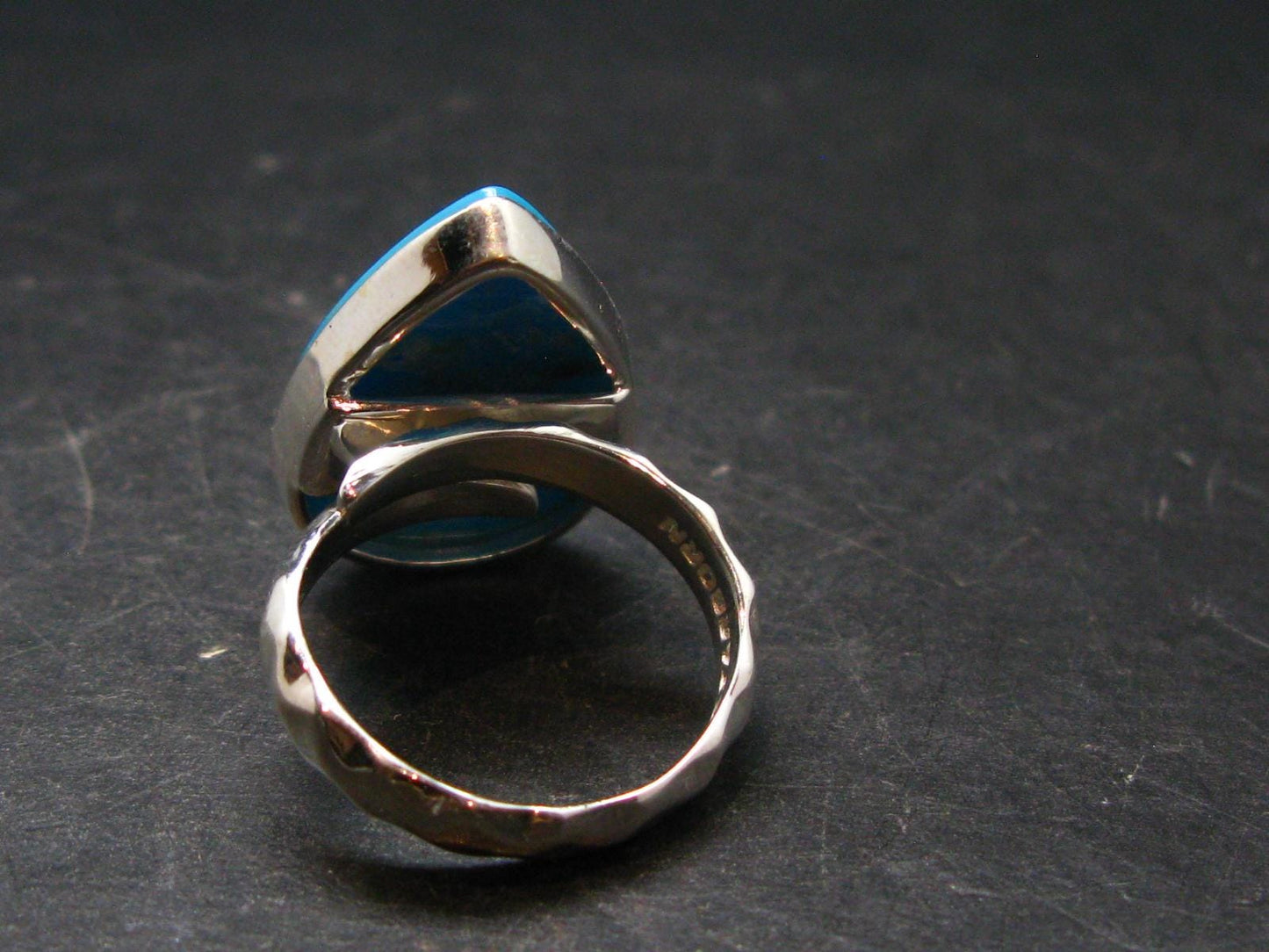 Genuine Turquoise Sterling Silver Ring Adjustable Size- 7.90 Grams