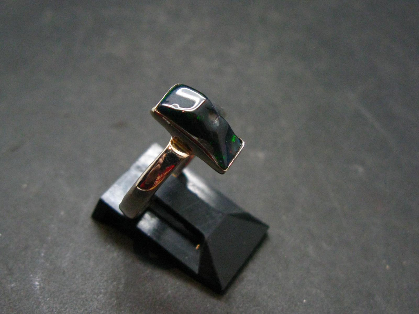 Rare Black Opal Sterling Silver Ring From Australia - Size 7