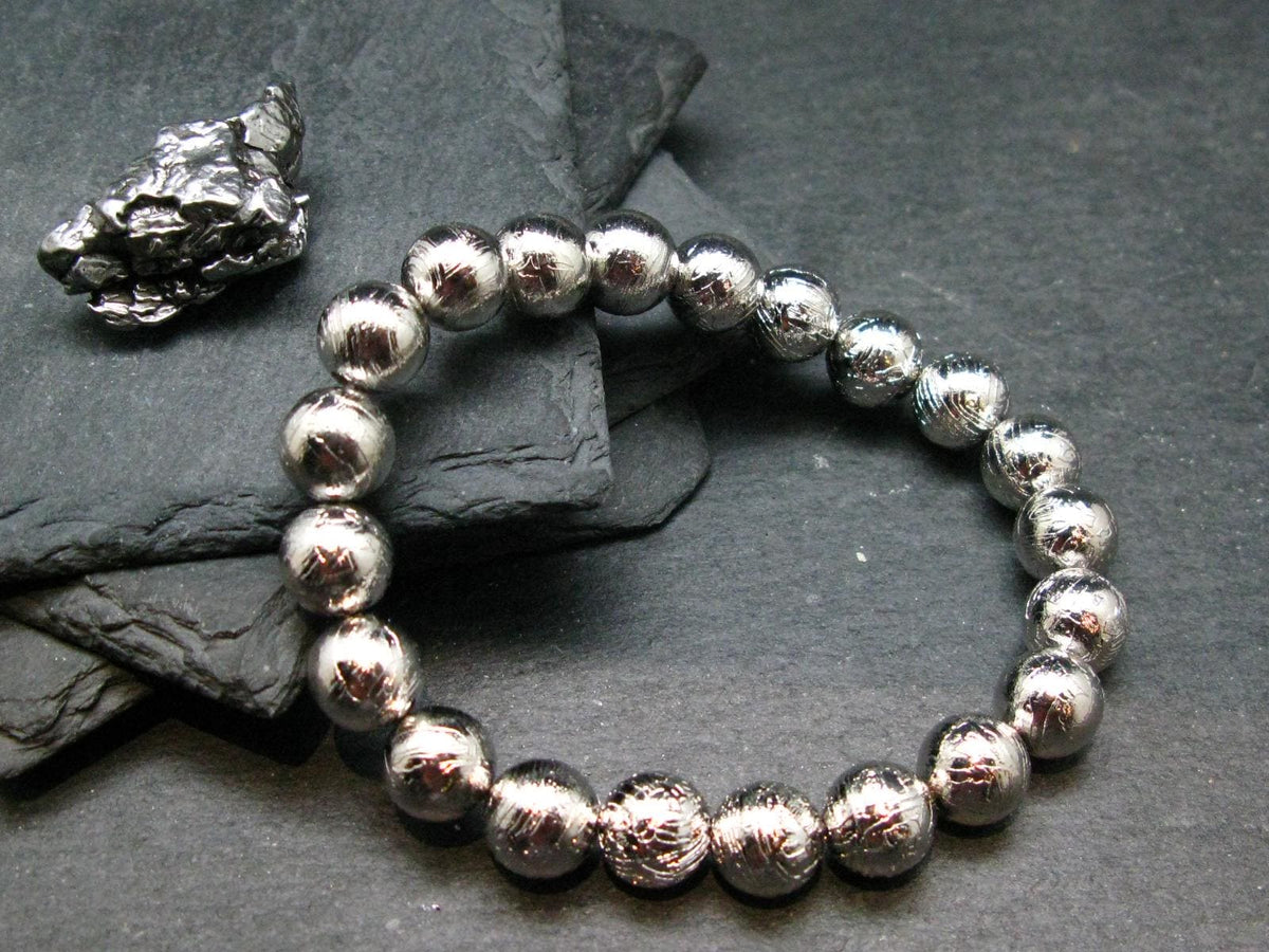 Meteorite Gibeon Genuine Bracelet ~ 7 Inches ~ 10mm Round Beads