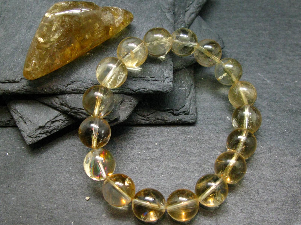 Citrine Genuine Unheated Bracelet ~ 7 Inches ~ 12mm Round Beads