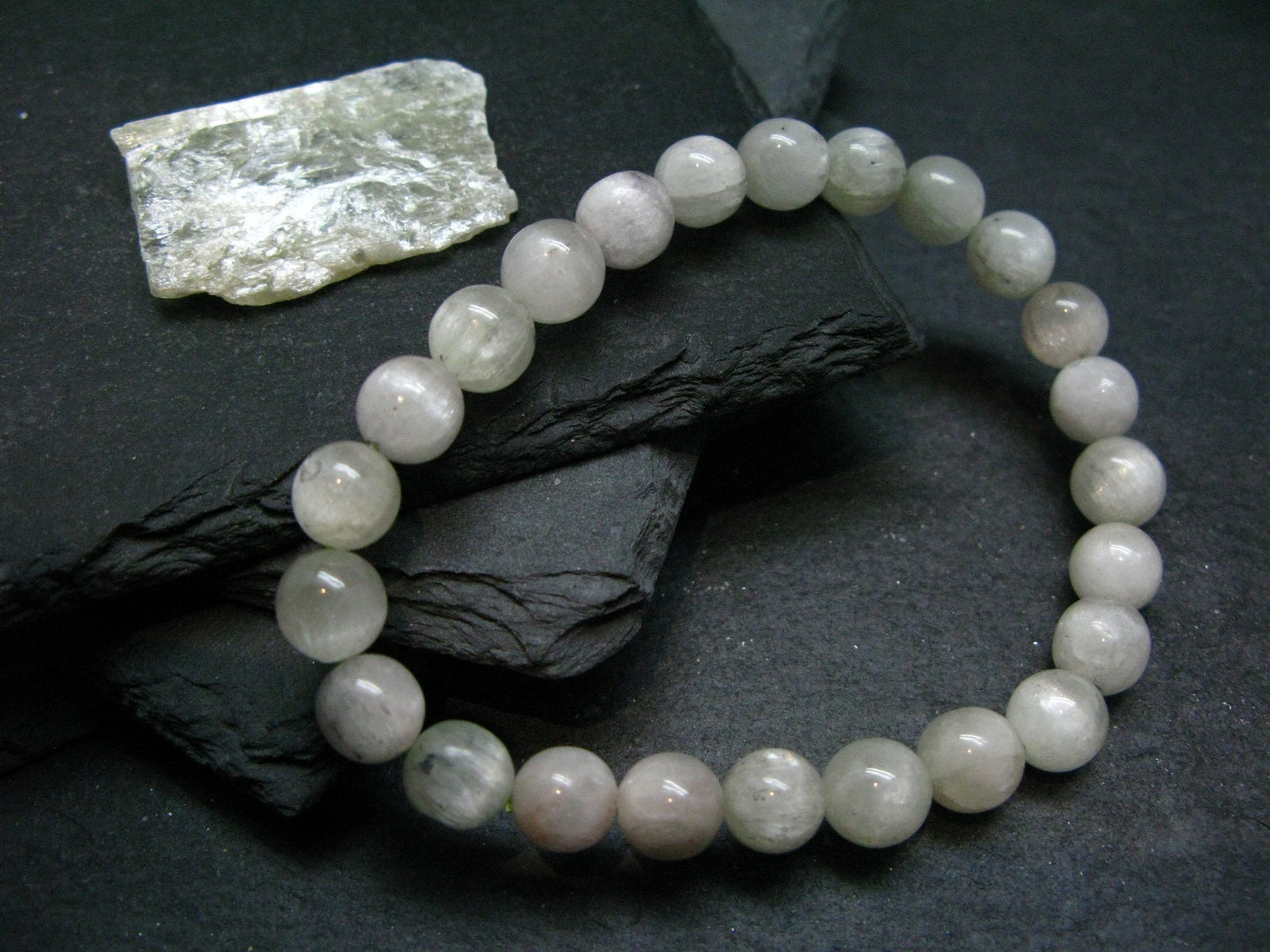 Hiddenite Spodumene Genuine Bracelet ~ 7 Inches ~ 8mm Round Beads