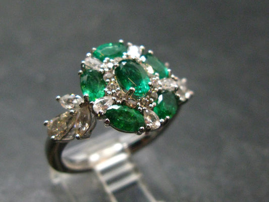 Emerald Faceted Silver Ring from Colombia - 4.51 Grams Total - Size 7.25