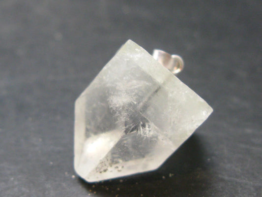 Clear Apophylite Apophyllite Crystal Silver Pendant From India - 1.0" - 6.5 Grams