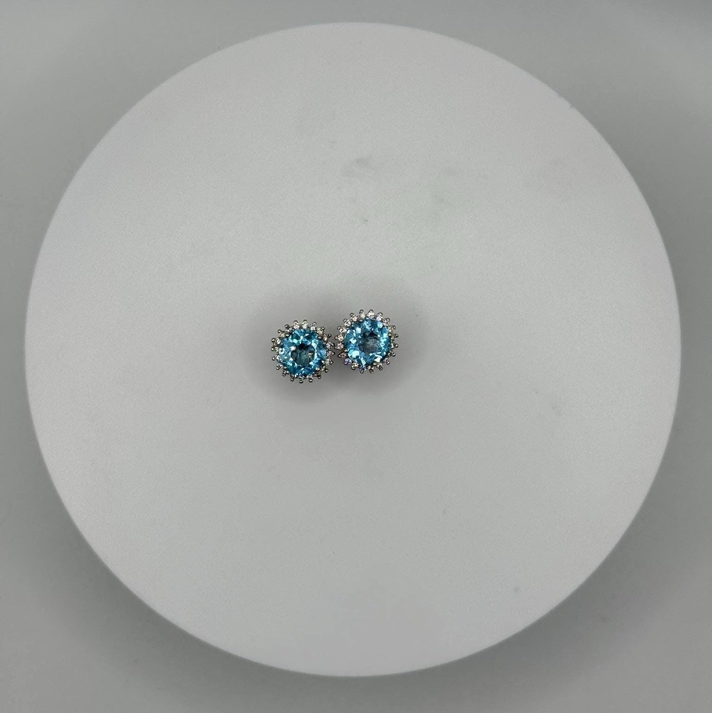 Swiss Blue Topaz Stud Earrings in Sterling Silver — Classic Sparkle - Weight 3.77 Grams