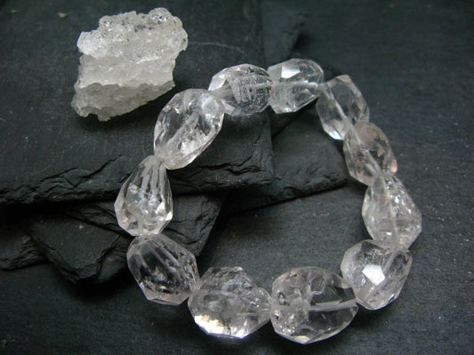 Goshenite Beryl Genuine Bracelet ~ 7 Inches ~ 18mm Facetted Beads