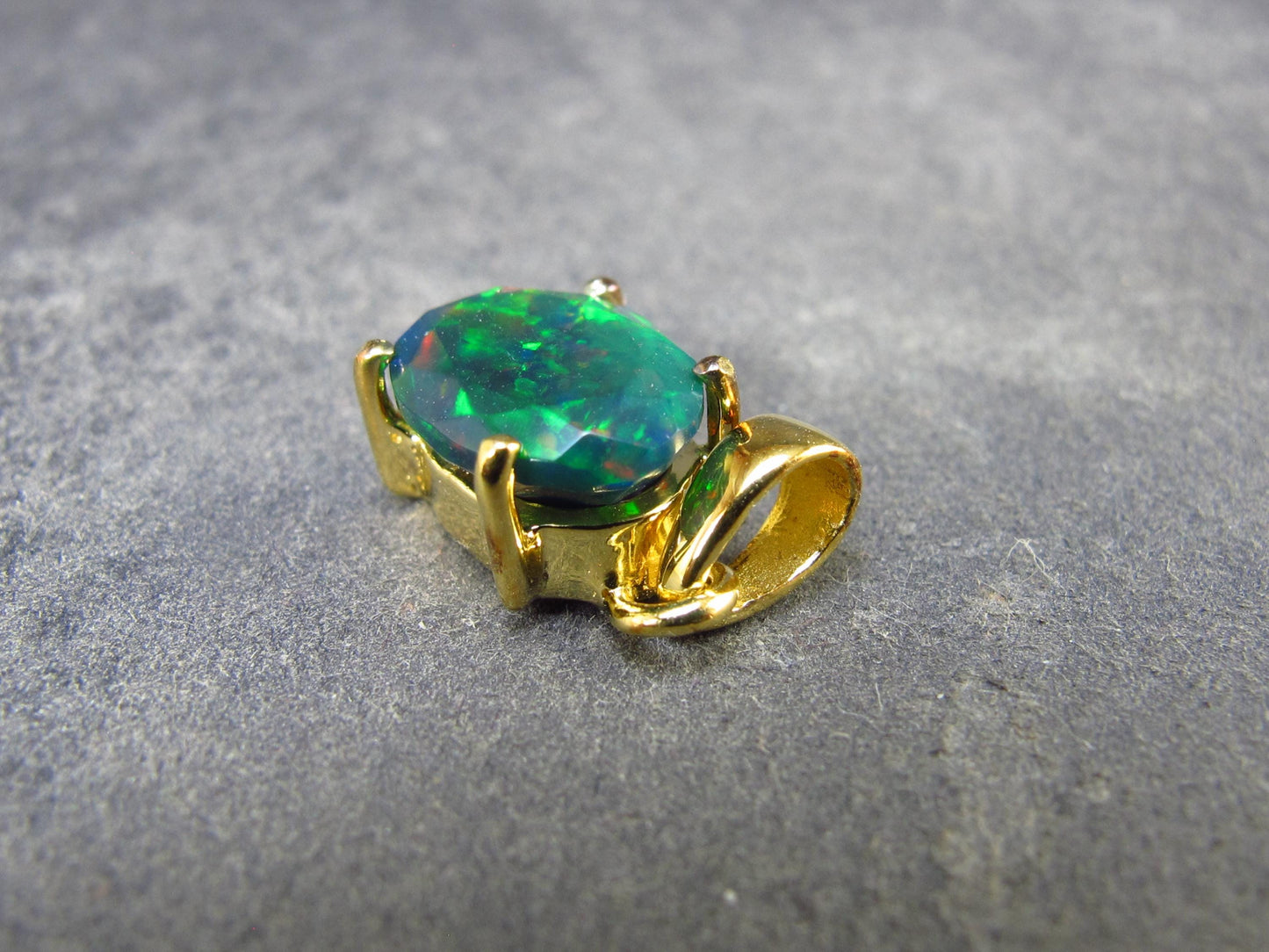 Rare Black Opal Gold Plated Silver Pendant from Australia 0.7" - 1.50 Grams
