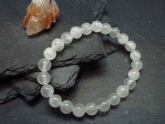 White Calcite Genuine Bracelet ~ 7 Inches ~ 8mm Round Beads