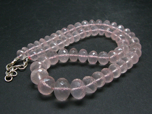 Symbol of Love and Beauty!! High Quality Gem Sparkly Faceted Rose Quartz Beads Necklace from Brazil - 16.5"