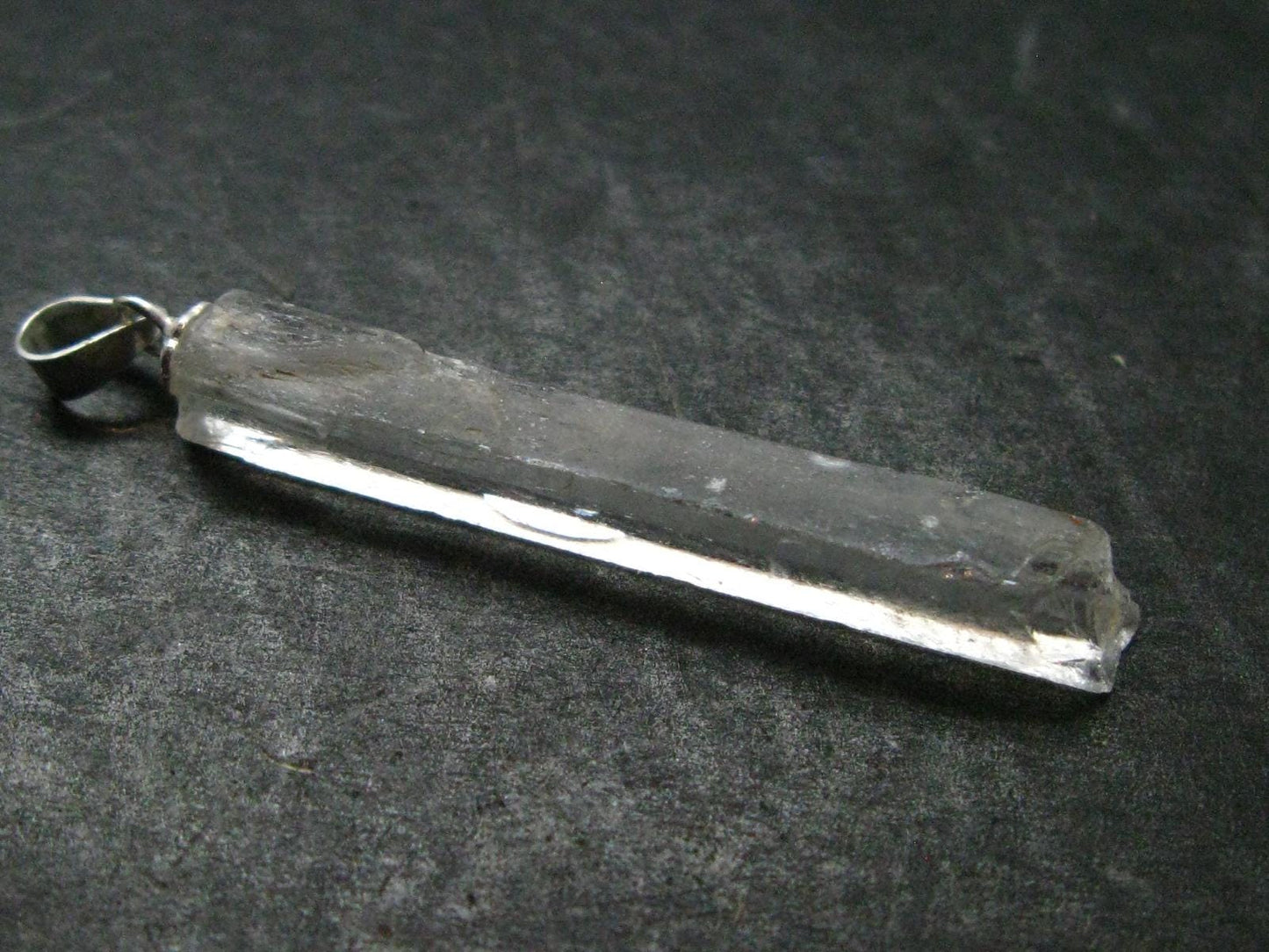 Rare Clear Natrolite Crystal Silver Pendant From Tanzania - 1.7" - 1.51 Grams