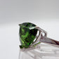Green Helenite Trillion Cut Ring – Sterling Silver Faceted Gemstone Statement Ring
