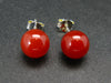 925 Sterling Silver Natural 8mm Round / Ball Carnelian Gemstones Stud Earrings