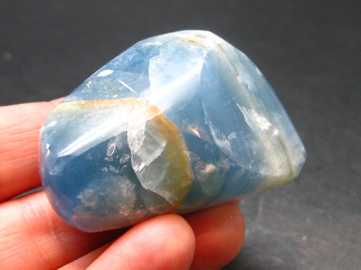 Nice Lemurian Aquatine Blue Calcite Tumbled From Argentina - 1.9" - 61.35 Grams