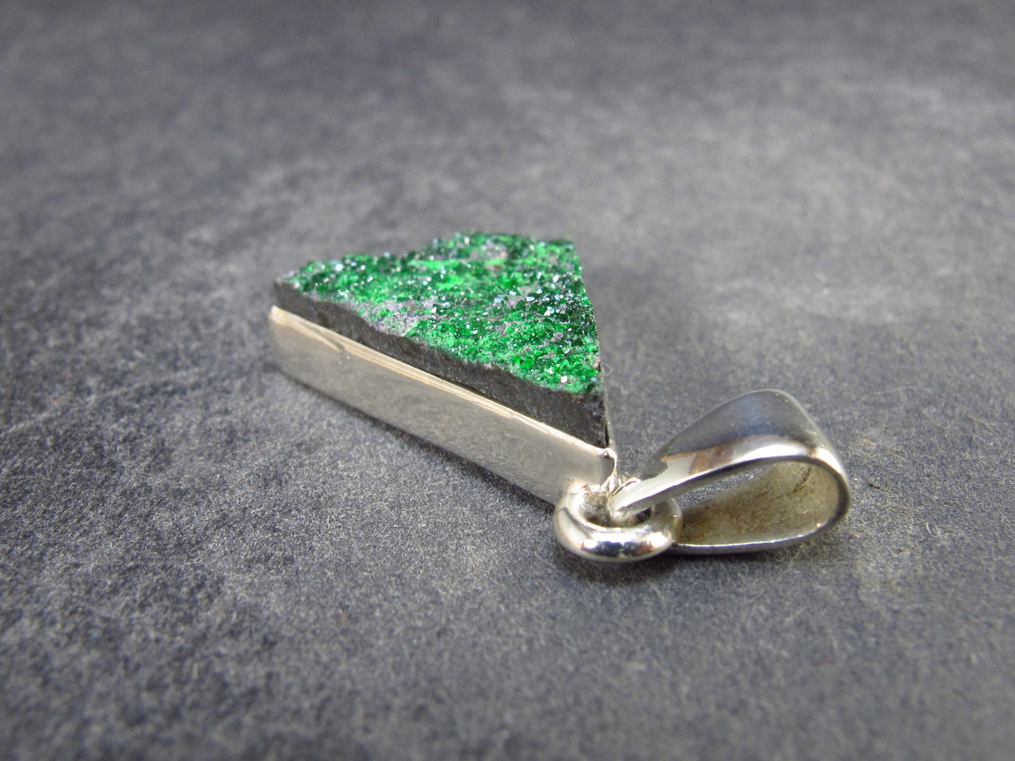 Uvarovite (Green Chromium Garnet) Cluster Silver Pendant from Russia - 1.2" - 4.80 Grams