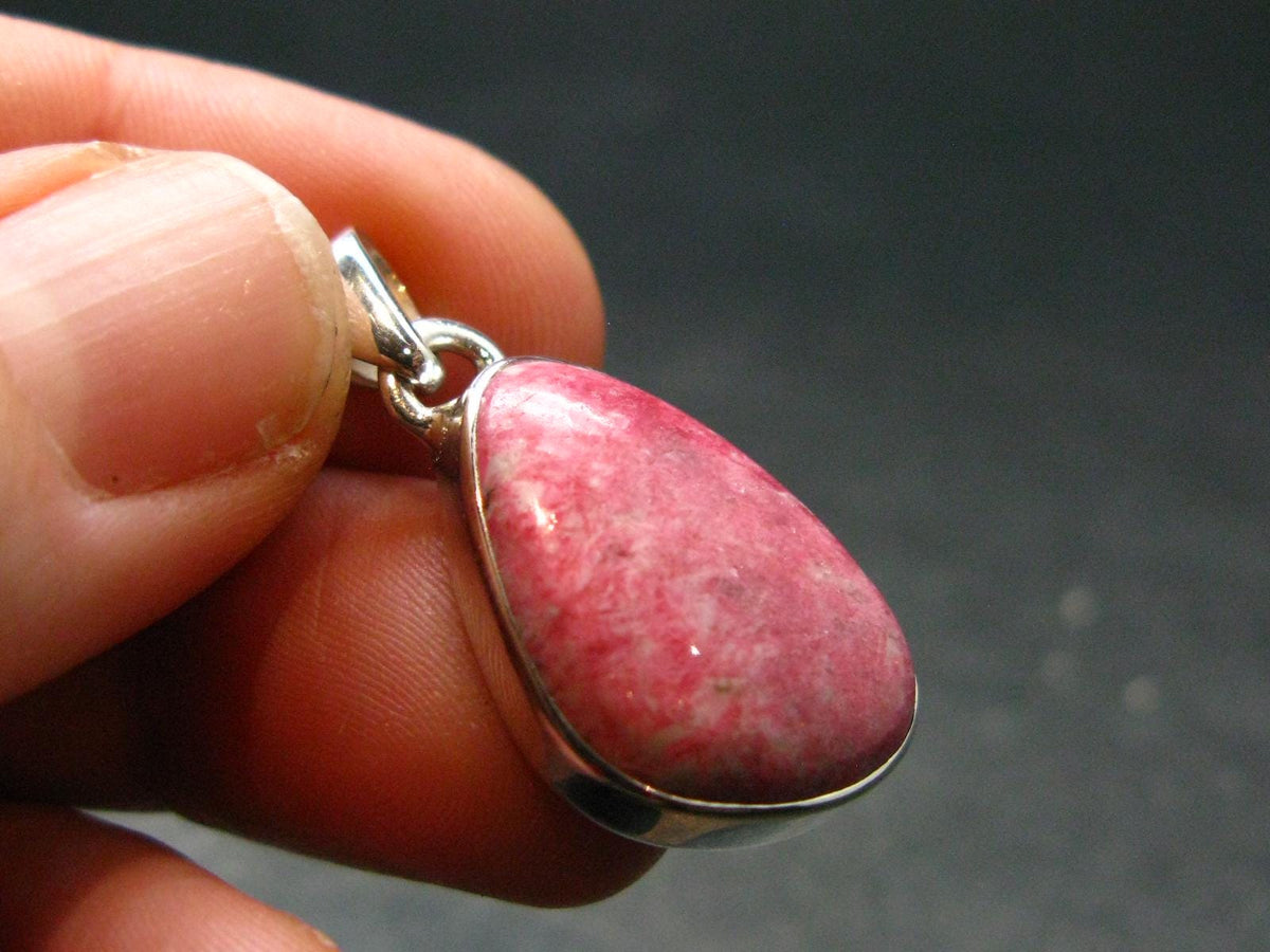 Thulite Silver Pendant From Norway - 1.2"