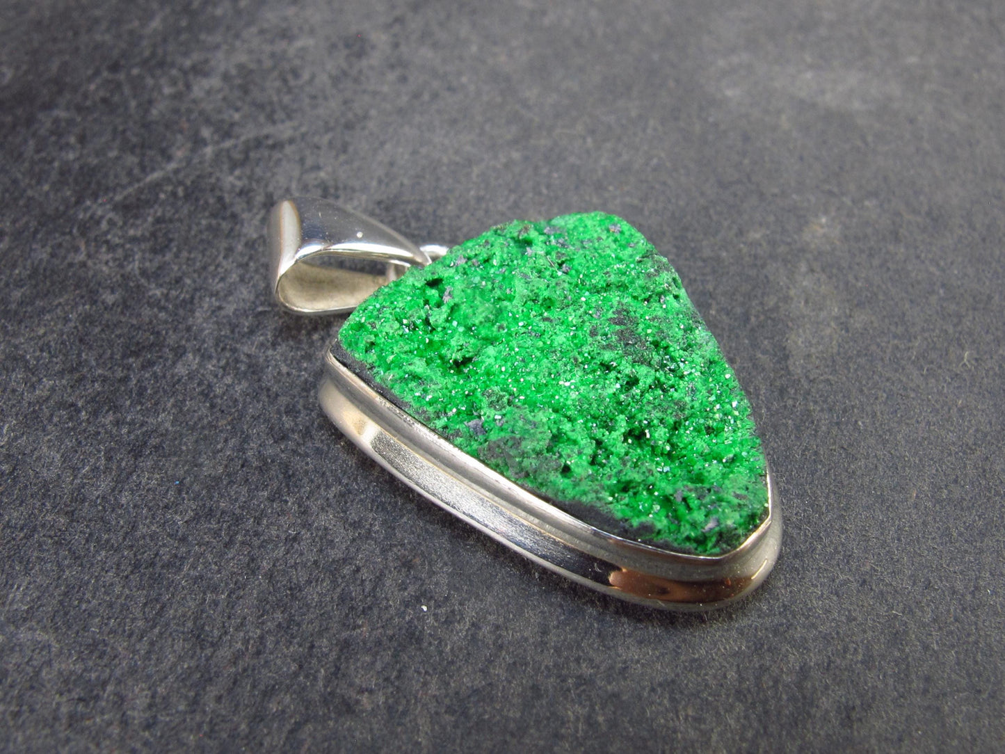 Uvarovite (Green Chromium Garnet) Cluster Silver Pendant from Russia - 1.3" - 7.01 Grams