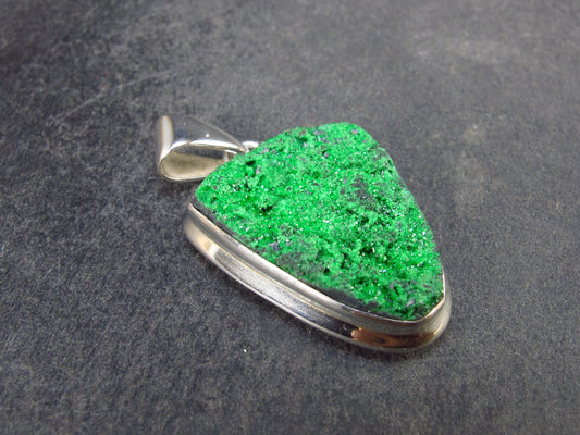 Uvarovite (Green Chromium Garnet) Cluster Silver Pendant from Russia - 1.3" - 7.01 Grams